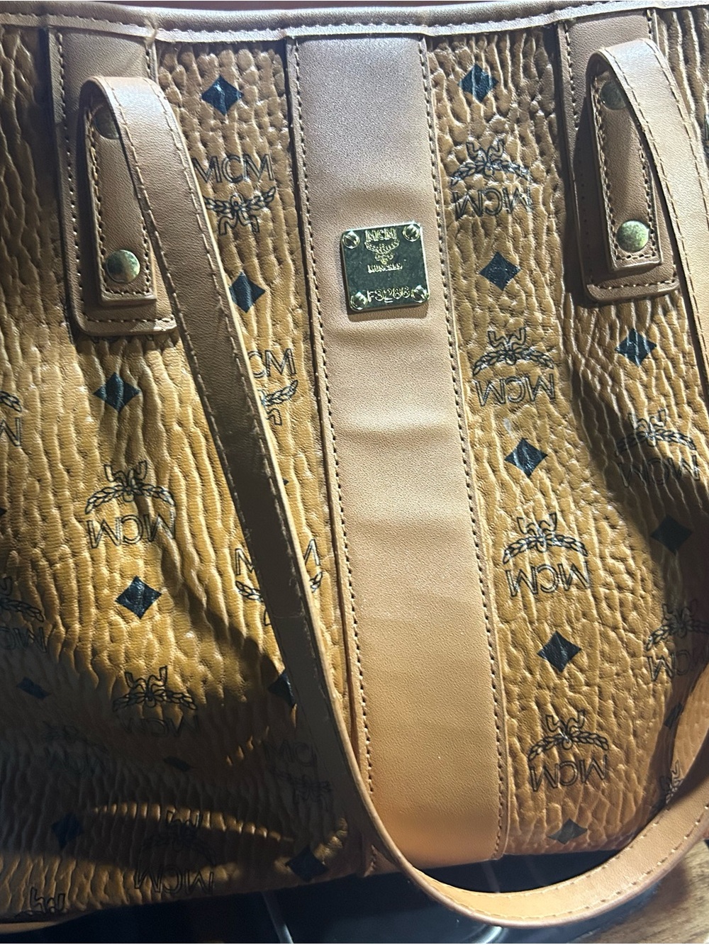 MCM Cognac/Tan Visetos Logo Tote